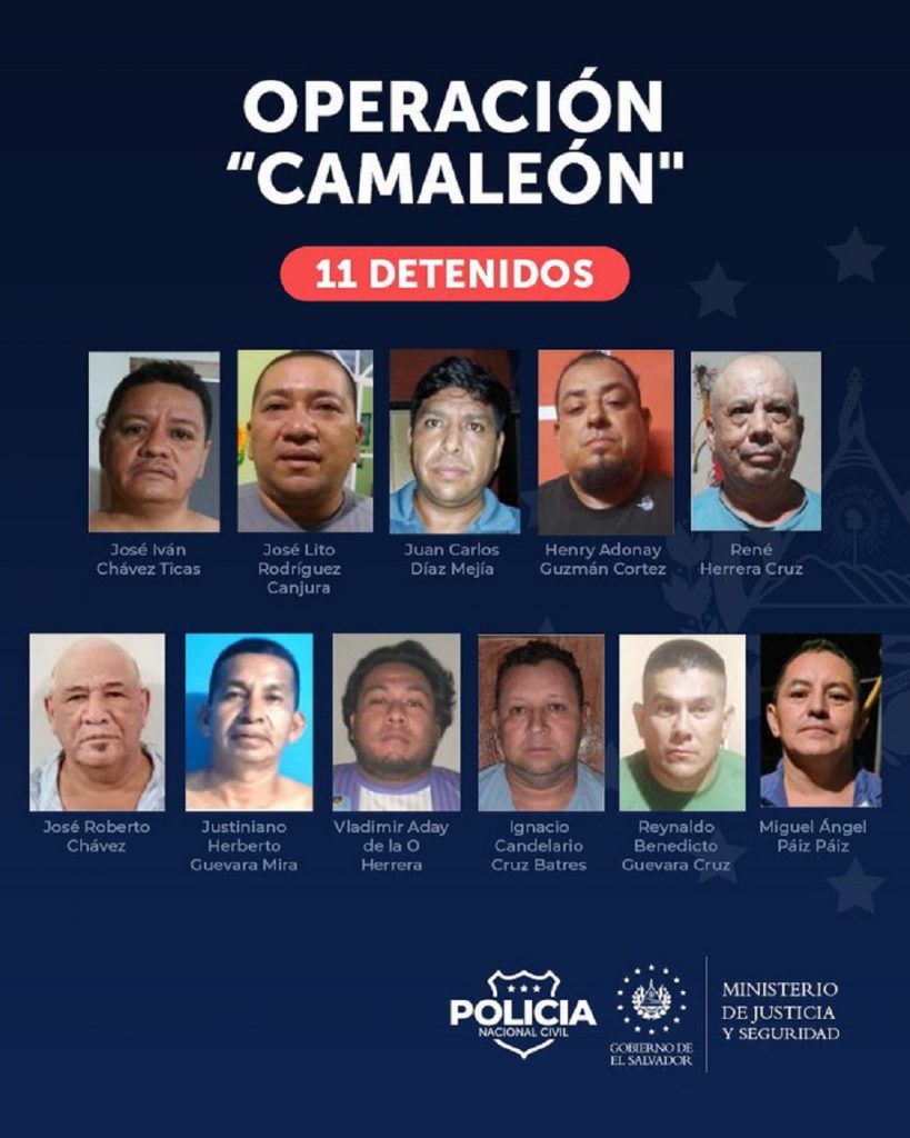 PNC reporta 11 detenidos en operación camaleón
