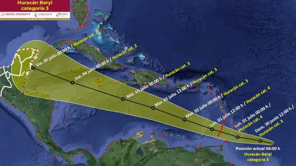 En su trayectoria pasará sobre las Islas Menores, ingresará al mar caribe y se posicionará al norte de Honduras entre el jueves y viernes próximo