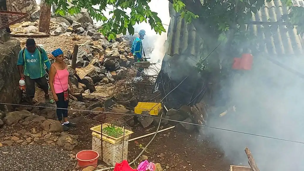 Dijeron que las cuadrillas de la DOM se desplegaron a más de 150 viviendas, entre estas la sede de la PNC y la base naval en la isla, con acciones de limpieza, abatización y fumigación.