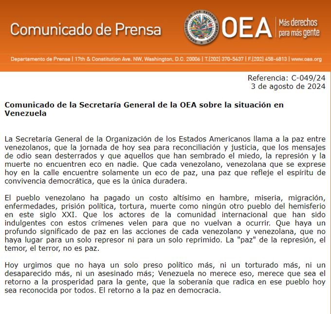 Tensión entre venezolanos por la decisión del Consejo Nacional Electoral, CNE de ratificar a Nicolás Maduro como ganador de las pasadas elecciones celebradas el 28 de de julio.