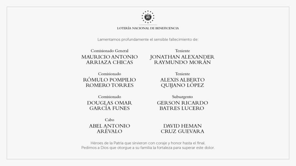 Hoy rendimos homenaje a quienes, con valentía y dedicación, enfrentaron uno de los mayores desafíos para nuestro país: poner fin a la violencia y proteger la vida de muchos salvadoreños. Su sacrificio no será olvidado, y su legado permanecerá en el corazón de nuestra nación.