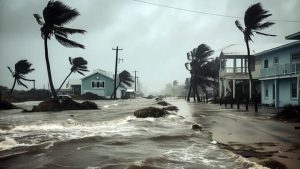 Marejada en Florida durante la entrada del huracán Milton