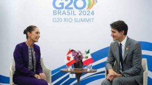 La presidente de México, Claudia Sheinbaum y el primer ministro de Canadá, Justin Trudeau se reunieron en Brasil, en el marco de la Cumbre de Líderes del G20