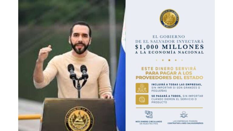 El presidente de la República, Nayib Bukele anunció este martes 6 de mayo 2025 que el Gobierno inyectará $1,000 millones a la economía.