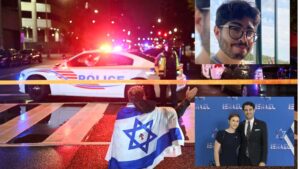Palestina libre! gritó, Elías Rodríguez, de origen hispano, tras ser arestado por la policía por la muerte de dos israelíes en Washington.