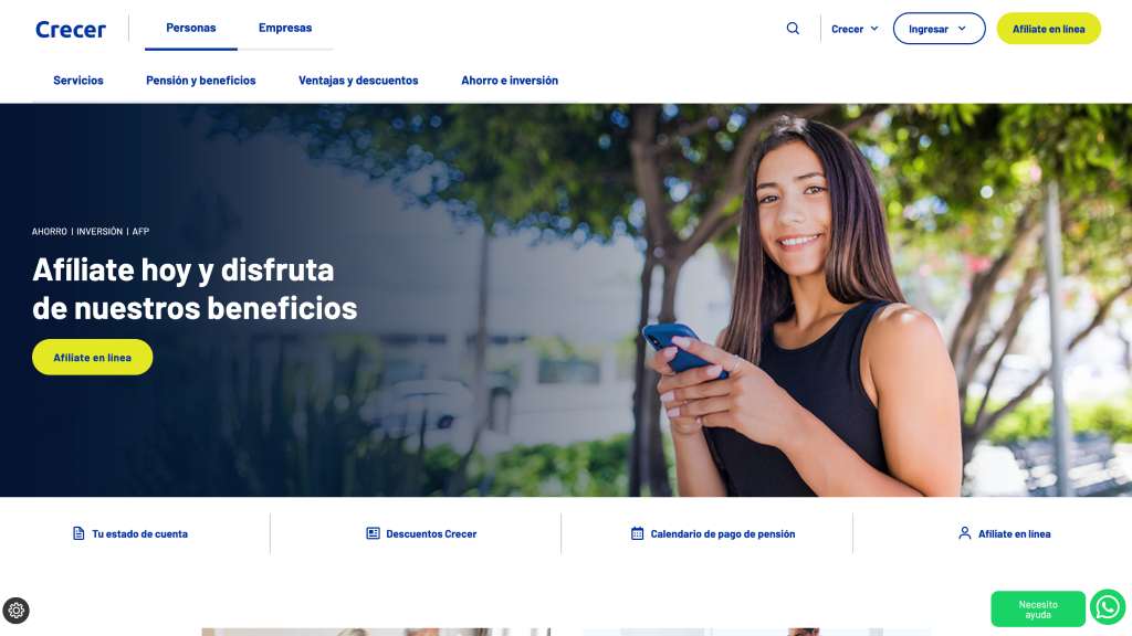 Crecer, la compañía líder en ahorro e inversión anunció la renovación de su sitio web www.crecer.com.sv, enfocada en sus usuario.