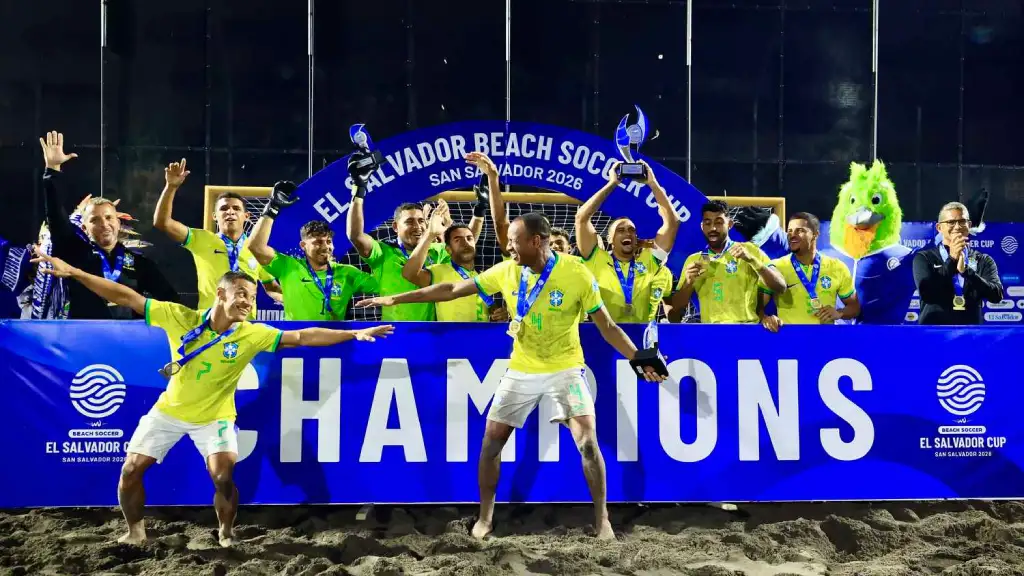 La selección masculina de fútbol playa brasileña, se consagró campeona de El Salvador Beach Soccer Cup 2026. Venció 5-1 a la Selecta playera.