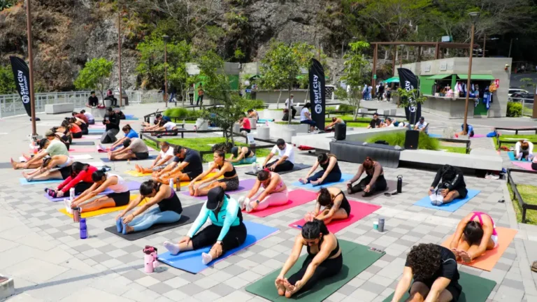 En la jornada, instructores impartieron clases gratuitas de yoga en un entorno natural que favorece la relajación y el equilibrio integral.